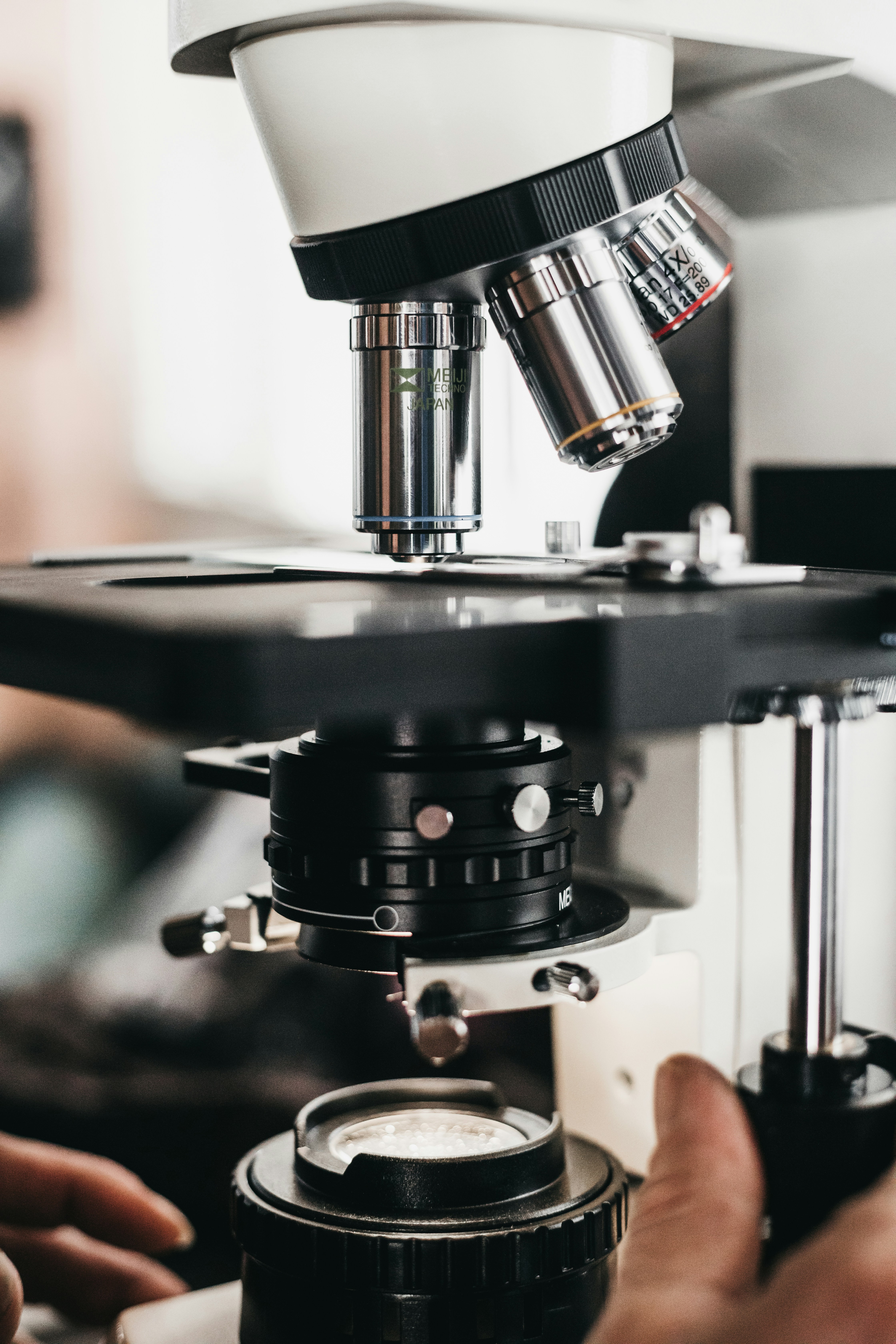 Laboratory microscope in use
